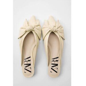 Zara Flat Leather Shoes with Ties EUR 38